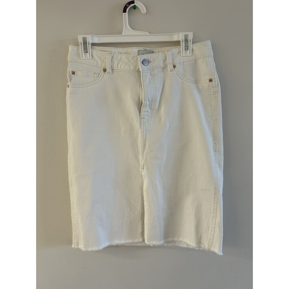 DL1961 Women's White Denim High-Rise Front Slit Lexie Skirt Size 25